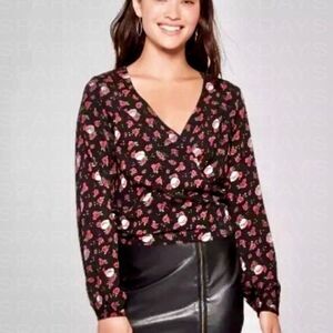 Junk Food Sexy Wrap Black Skull Grateful Dead Shirt Top | XS